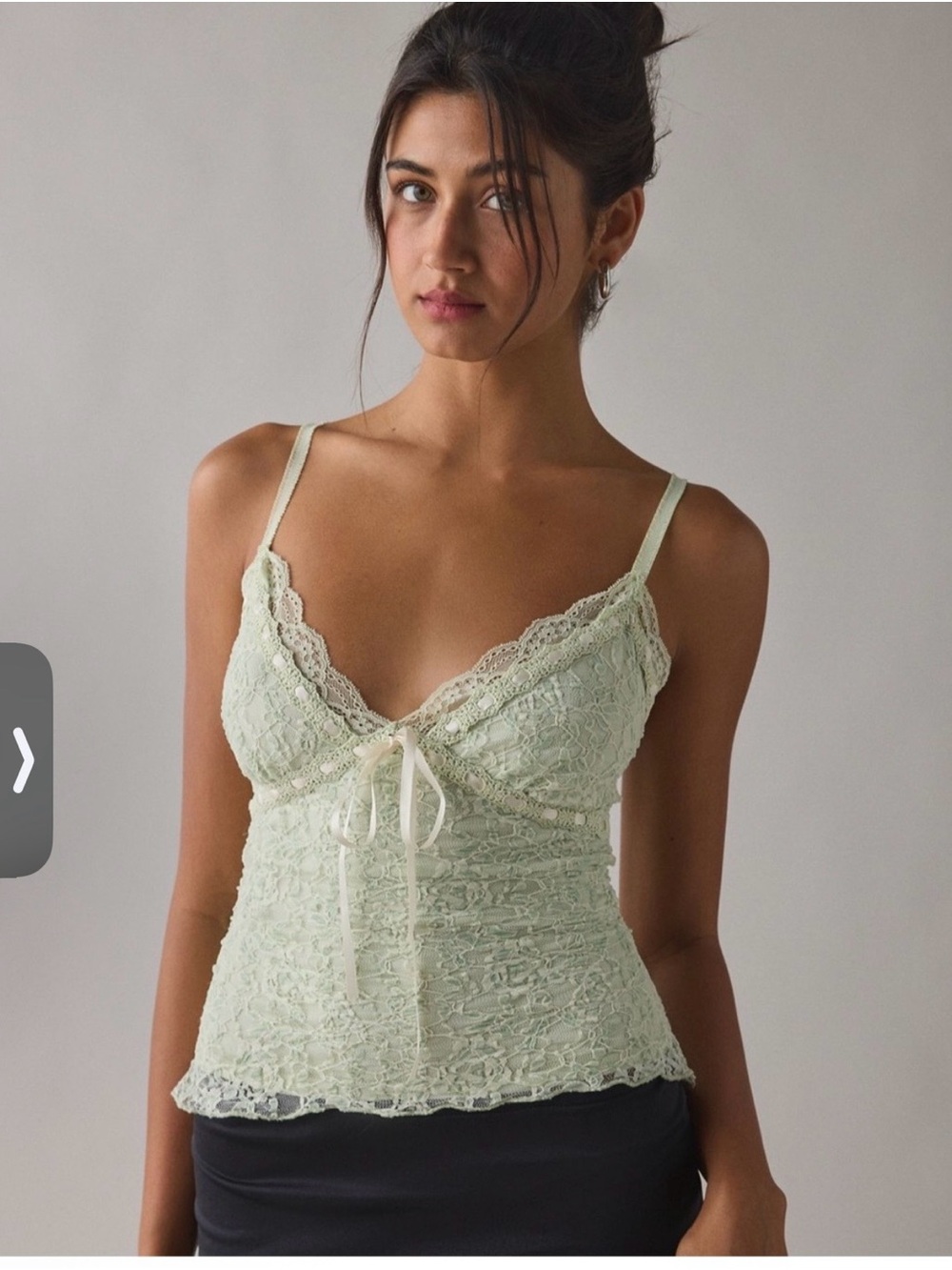 NWT UO Kimchi Blue Clover Lace + Ribbon Trim Green Top Size XXS